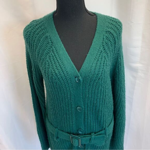 LEITH dark green belted cardigan sweater Sz S NWT - Picture 4 of 11
